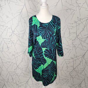 Lilly Pulitzer Tropical Leaves Print Round Neck Shift Dress